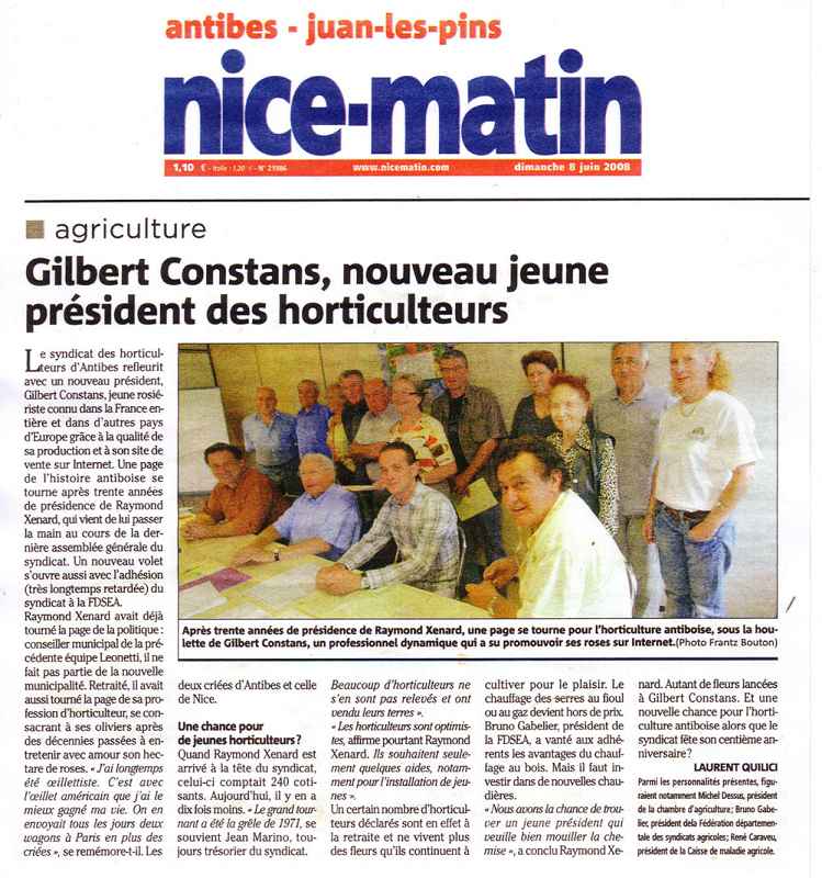 Revue de presse - Gilbert Constans, nouveau jeune président des Horticulteurs