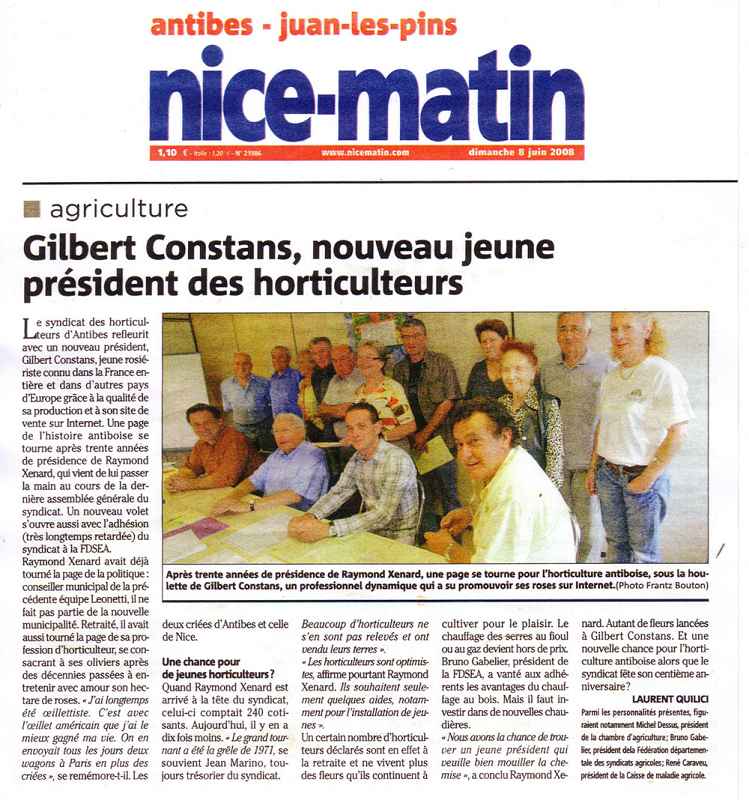 Revue de presse - Gilbert Constans, nouveau jeune prsident des Horticulteurs