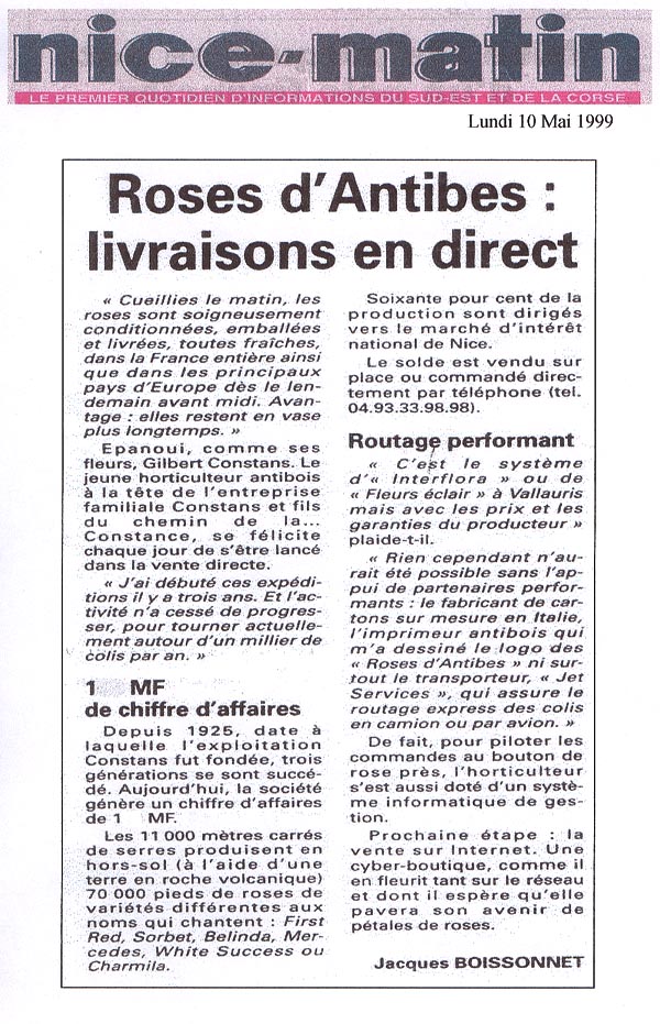 Revue de presse - Roses d'Antibes : livraison en direct
