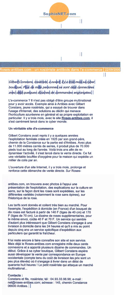 Revue de presse - Un rosiériste antibois dans l'e-commerce